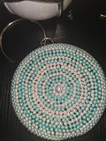 Above the clouds blue and white pearl clutch