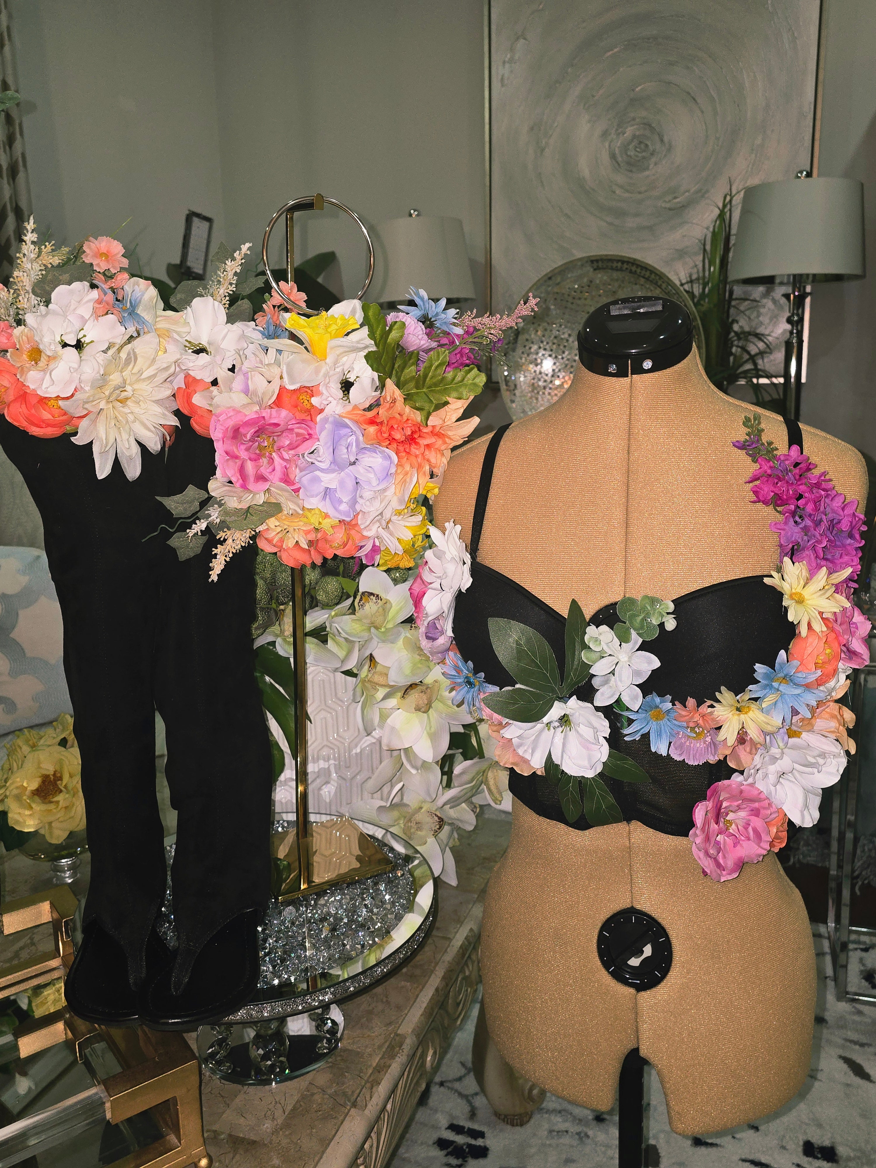 Crystal open toe knee high flat sandal gladiator boot