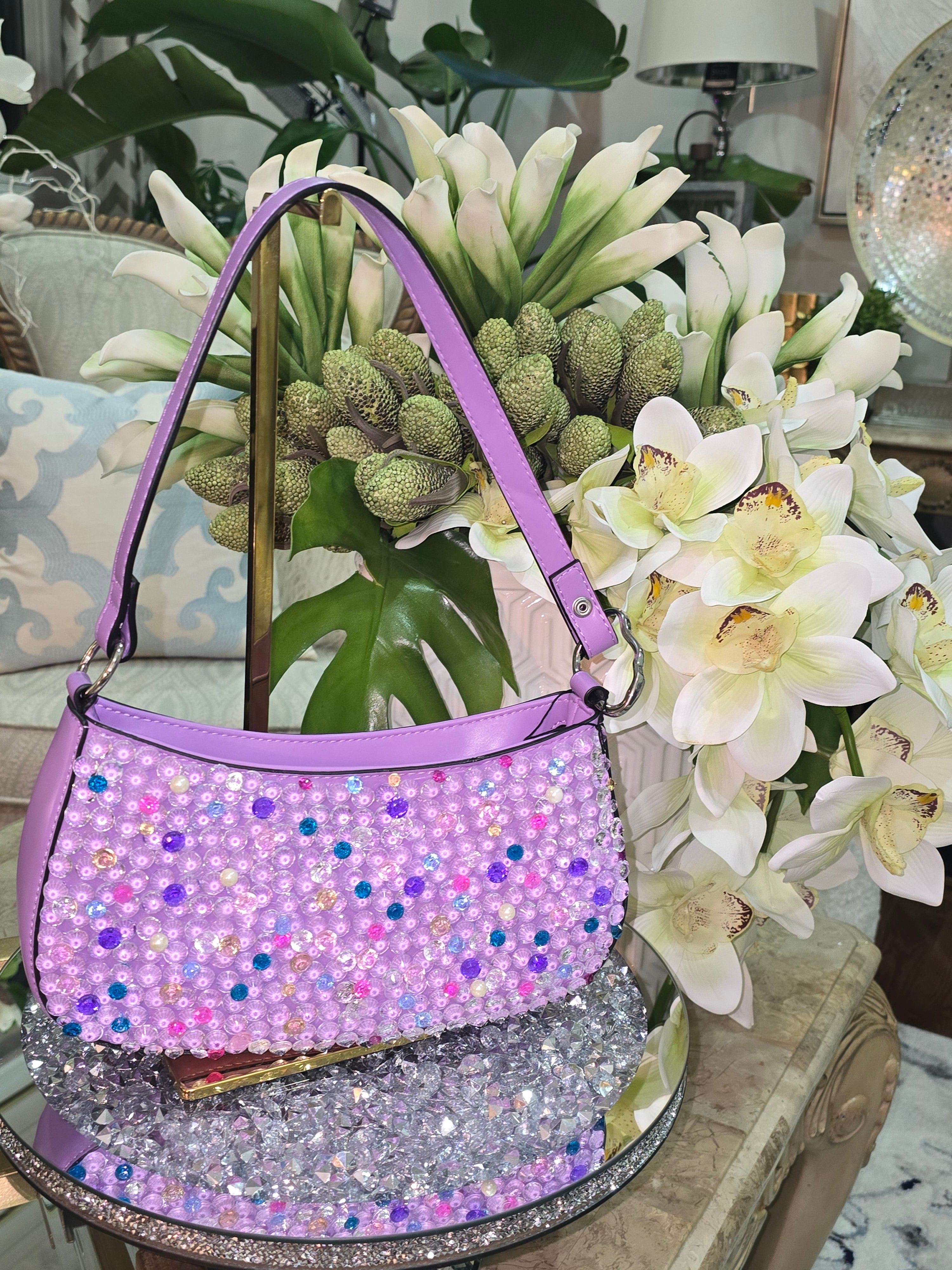 purple shoulder bag